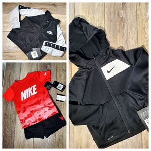 Nike toddler boys DRI-FIT jackets, short set black & gray, red & black Size 2T